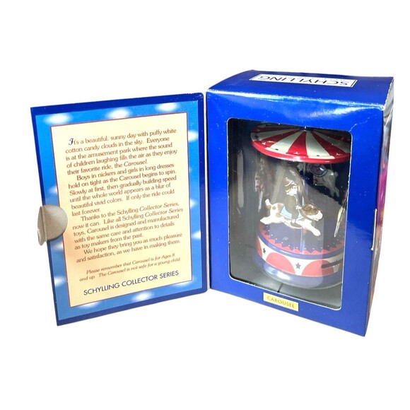 Vintage 1999 Schylling Pull & Spin Classic Tin Carousel Toy Dog Pig Rabbit Horse - Picture 2 of 7
